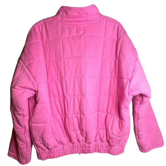 aemi+co Quilted Pink Drop Shoulder Funnel Neck Dixie Jacket Womens Sz M Cottage - Picture 2 of 16